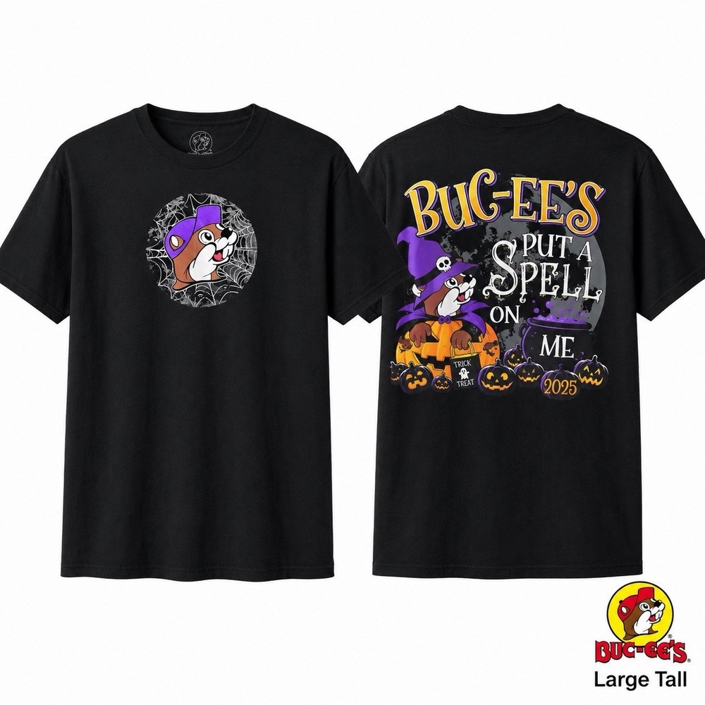 Buc-ee's Halloween 2025 Glow in the Dark T-Shirt Women's Large Black Graphic Tee